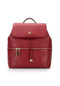 Wittchen - Damski plecak worek skórzany z poziomym suwakiem czerwony. Kolor: czerwony. Materiał: skóra. Wzór: gładki #1
