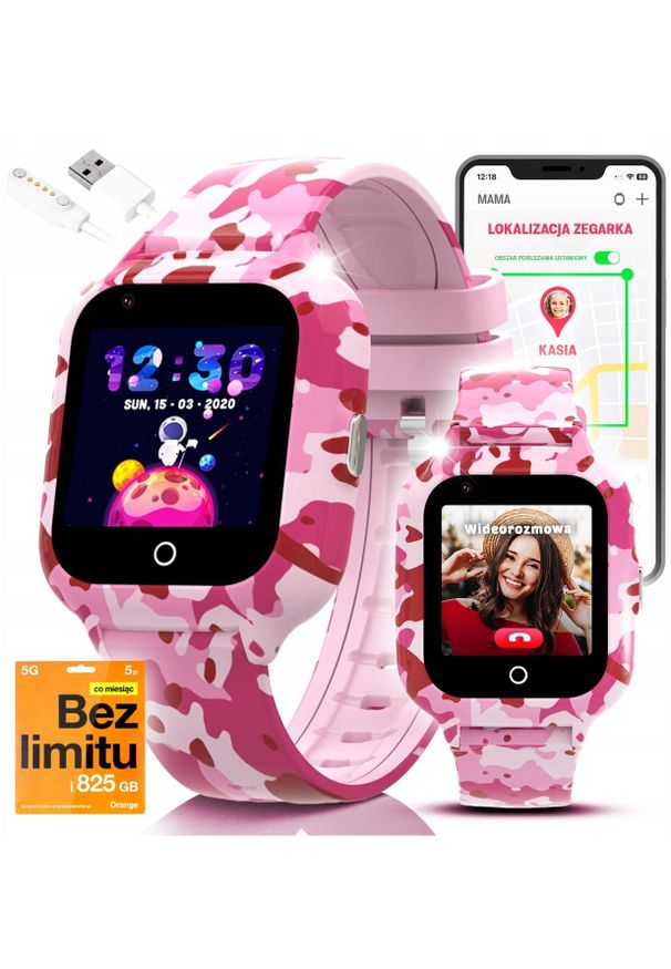 JG Smart - Smartwatch dla Dzieci Dziecięcy Zegarek Rozmowy 4G LTE Lokalizacja GPS Czat. Rodzaj zegarka: smartwatch