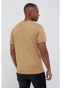 Tom Tailor T-shirt bawełniany kolor beżowy melanżowy. Okazja: na co dzień. Kolor: beżowy. Materiał: bawełna. Wzór: nadruk, melanż. Styl: casual
