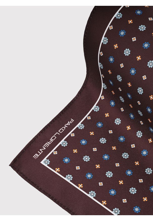 Pako Lorente - PAKO LORENTE – Brązowa poszetka męska paisley. Kolor: brązowy. Materiał: poliester. Wzór: paisley