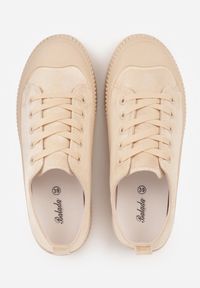 Renee - Beżowe Trampki z Imitacji Zamszu na Żłobionej Podeszwie Nivenatia. Kolor: beżowy. Materiał: zamsz. Styl: elegancki #8