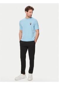 Karl Lagerfeld - KARL LAGERFELD T-Shirt 755027 542221 Błękitny Regular Fit. Typ kołnierza: dekolt w karo. Kolor: niebieski. Materiał: bawełna