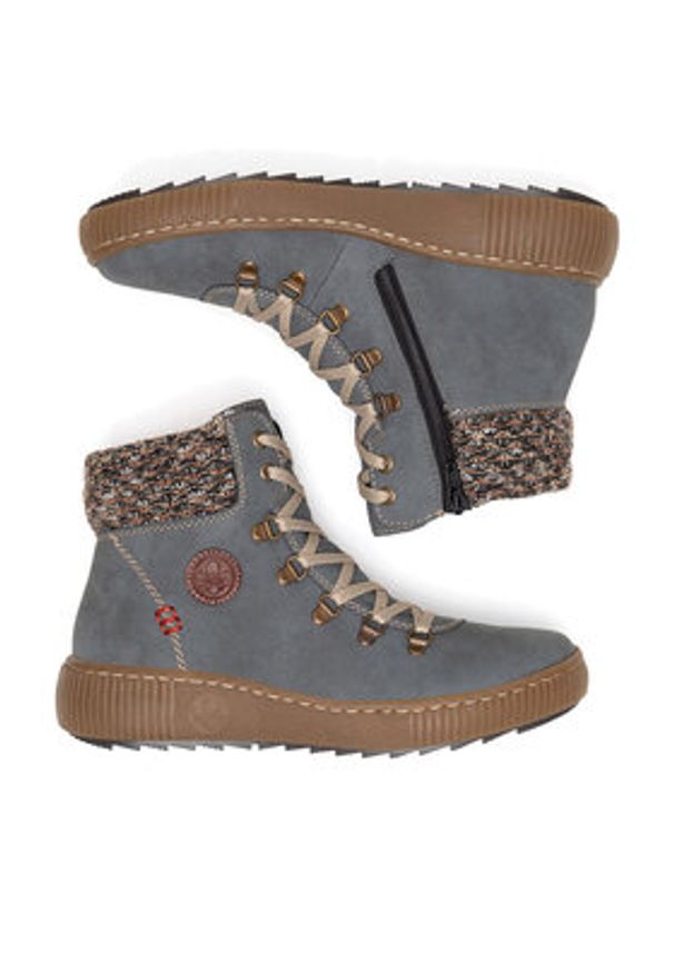 Rieker Trzewiki Z6648-14 Niebieski. Kolor: niebieski. Materiał: materiał