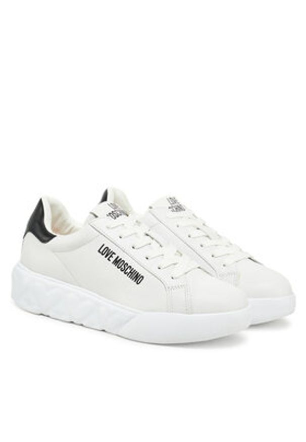 Love Moschino - LOVE MOSCHINO Sneakersy JA15034G1MIA110A Biały. Kolor: biały. Materiał: skóra