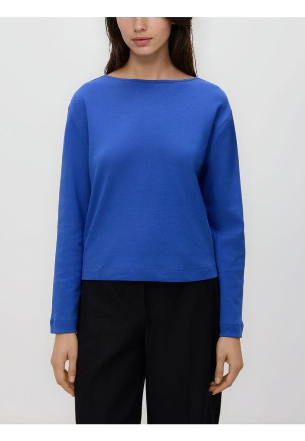 Reserved - Bawełniany longsleeve - niebieski. Kolor: niebieski. Materiał: bawełna. Długość rękawa: długi rękaw