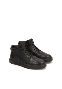 Kazar - Czarne wiązane sneakersy męskie ze skóry. Okazja: na co dzień. Kolor: czarny. Materiał: skóra. Szerokość cholewki: normalna #6