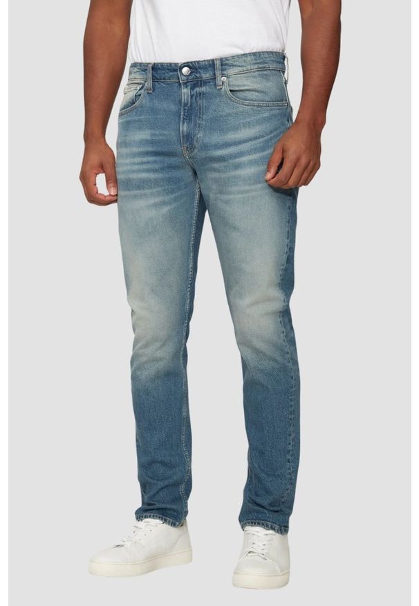 Calvin Klein - CALVIN KLEIN Niebieskie męskie jeansy Skinny, Rozmiar 36/32. Kolor: niebieski