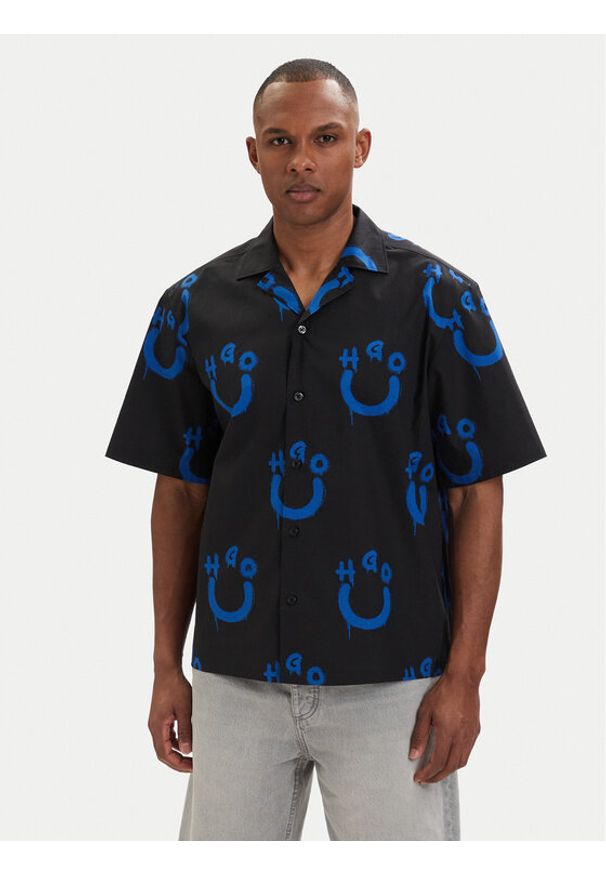 Hugo - HUGO Koszula Eligino 50561691 Czarny Relaxed Fit. Kolor: czarny. Materiał: bawełna