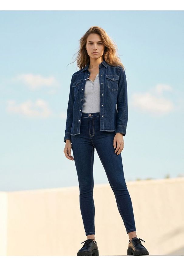 Sinsay - Jeansy skinny fit - niebieski. Kolor: niebieski