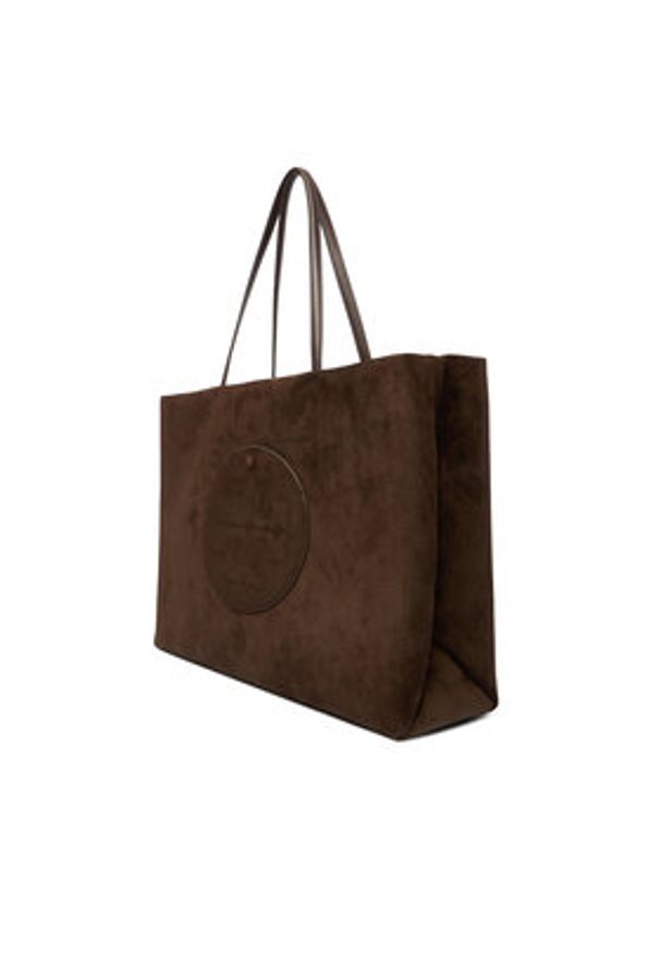 Tory Burch Torebka Ella Suede Tote 170980 Brązowy. Kolor: brązowy. Materiał: skórzane, zamszowe