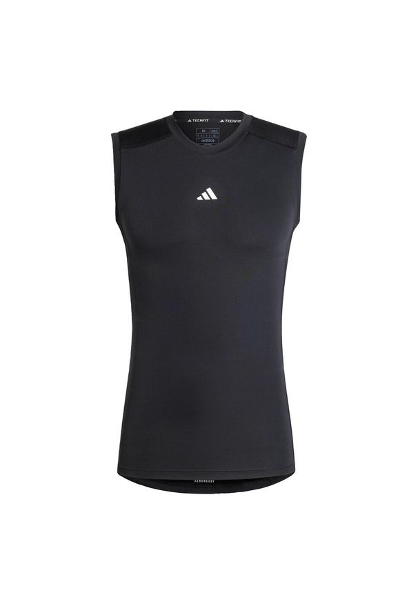 Adidas - Koszulka TECHFIT Compression Training Sleeveless. Kolor: czarny. Materiał: materiał. Długość rękawa: bez rękawów. Technologia: Techfit (Adidas)