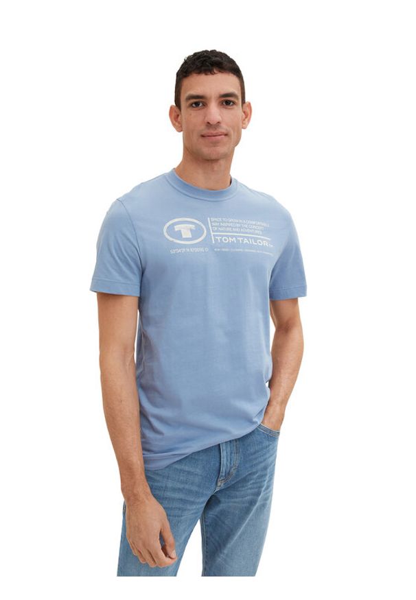 Tom Tailor T-Shirt 1035611 Błękitny Regular Fit. Kolor: niebieski. Materiał: bawełna