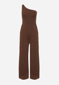 Born2be - Brązowy Asymetryczny Kombinezon na Jedno Ramię z Kieszeniami Efriele. Okazja: na randkę, na co dzień. Kolor: brązowy. Styl: casual #7