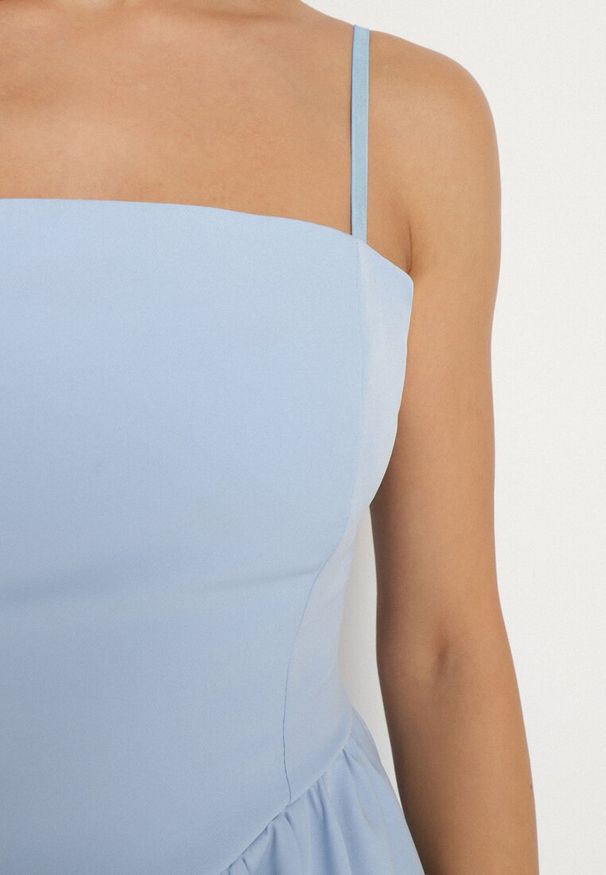 Born2be - Jasnoniebieska Gorsetowa Sukienka z Rozkloszowanym Dołem Lealetia. Typ kołnierza: dekolt gorset. Kolor: niebieski. Długość rękawa: na ramiączkach. Typ sukienki: gorsetowe