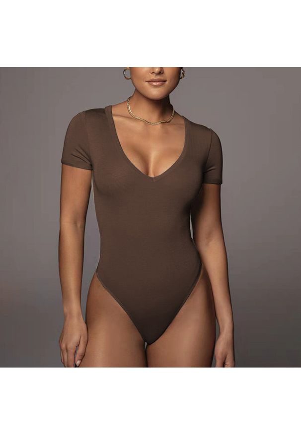 Intica - Body z krótkim rękawem i dekoltem V elastyczne Ieteke. Kolor: biały. Materiał: materiał. Długość: krótkie. Wzór: gładki