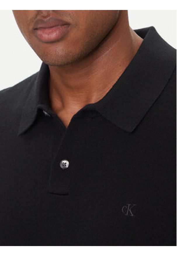 Calvin Klein Polo LV04LD319G Czarny Regular Fit. Typ kołnierza: polo. Kolor: czarny. Materiał: wełna