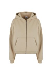 Damska bluza z kapturem zapinana na zamek Urban Classics. Typ kołnierza: kaptur. Kolor: beżowy #1