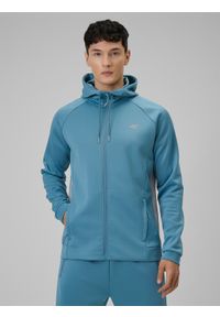 4f - 4F Bluza treningowa regular z kapturem męska - niebieska 3XL. Typ kołnierza: kaptur. Kolor: niebieski. Materiał: skóra. Długość rękawa: raglanowy rękaw. Styl: sportowy #1