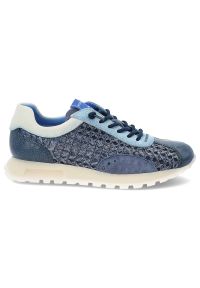 Sneakersy damskie Hispanitas, ze skóry naturalnej z tekstylnymi wstawkami sportowy fason ze sznurowaniem lekka podeszwa, niebieskie, RHV264741 Bolero. Okazja: na co dzień, na spacer. Kolor: niebieski. Materiał: skóra. Wzór: ażurowy. Styl: sportowy #2
