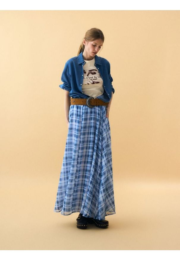 Reserved - Koszula regular z lyocellem - niebieski. Kolor: niebieski. Materiał: wiskoza, tkanina