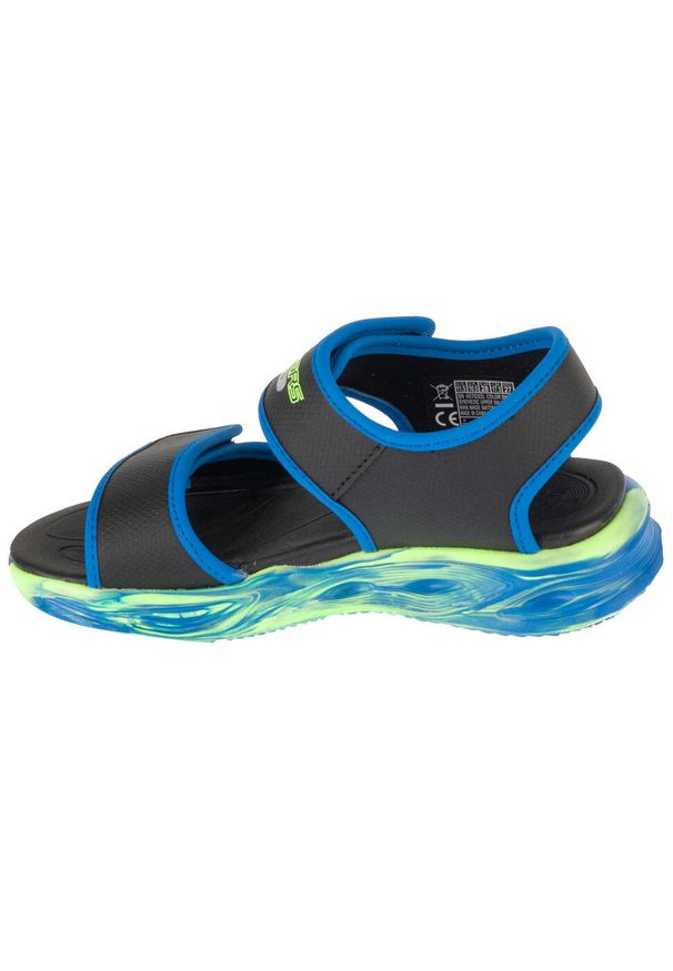 skechers - Sandały chłopięce, S-Lights: Sola Glow Sandal - Fusion Brights. Kolor: czarny. Sezon: lato