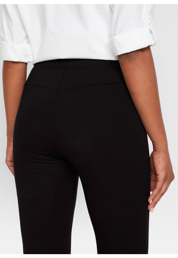 bonprix - Legginsy z poszerzanymi nogawkami, z mieszanki bawełny (2 pary). Kolor: czarny. Materiał: bawełna