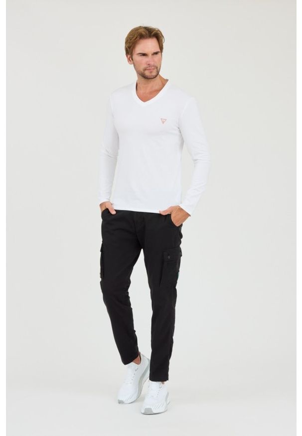 Guess - GUESS Biały męski longsleeve Core Tee, Rozmiar XXL. Kolor: biały. Długość rękawa: długi rękaw