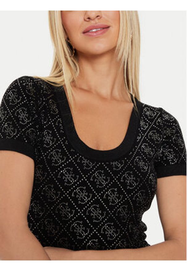 Guess Sukienka dzianinowa Paige W4YK28 Z3FN0 Czarny Slim Fit. Kolor: czarny. Materiał: wiskoza