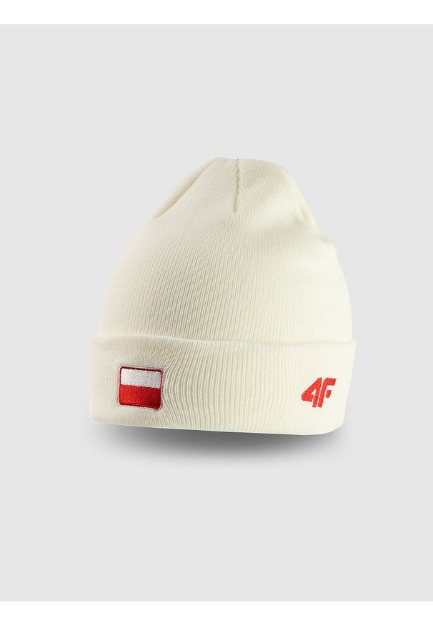 4f - 4F Czapka beanie uniseks - biała Uniwersalny. Kolor: biały. Materiał: dzianina. Sezon: zima. Styl: klasyczny, casual, sportowy
