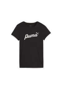 Puma - Damska koszulka ESS+ Script PUMA Black. Kolor: czarny. Wzór: aplikacja #1