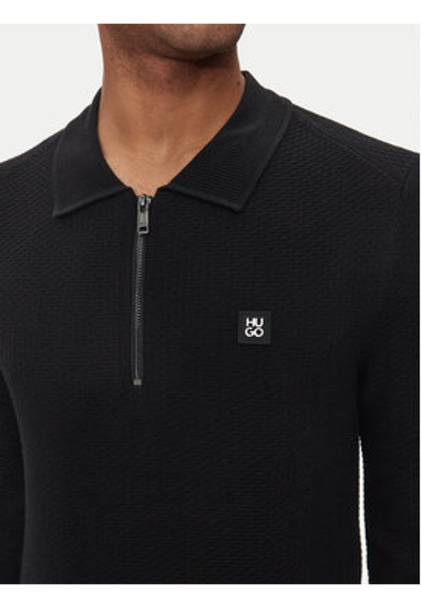 Hugo Sweter Sastoon 50516640 Czarny Slim Fit. Kolor: czarny. Materiał: syntetyk