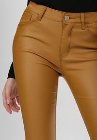 Born2be - Brązowe Spodnie Skinny Copperfoot. Kolor: brązowy. Materiał: materiał, skóra. Długość: długie #2