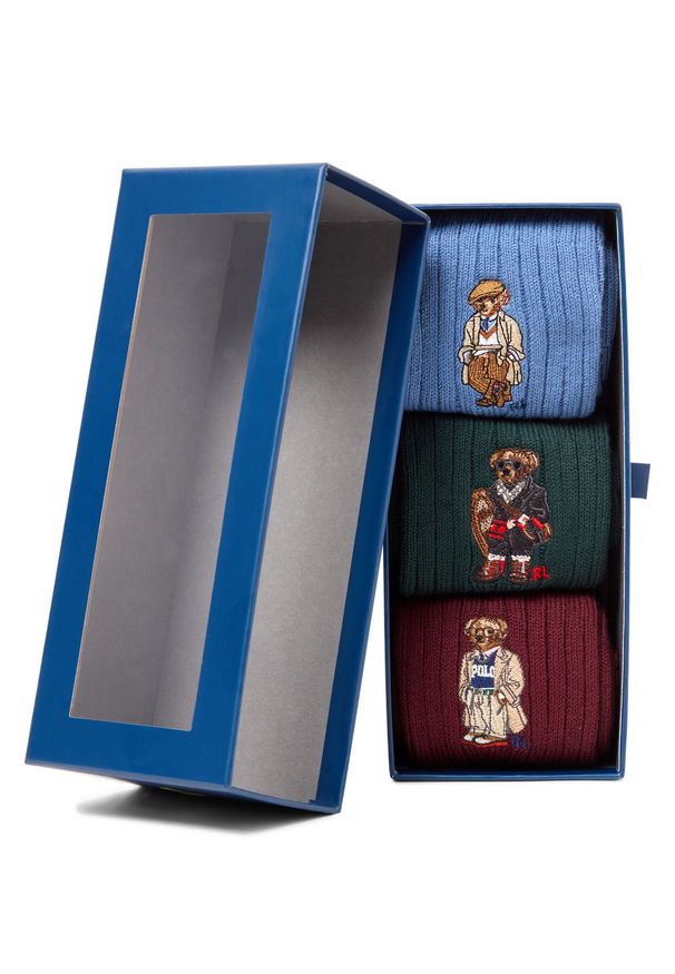 Polo Ralph Lauren Skarpety w 3-paku Mężczyźni niebieski|zielony|czerwony jednolity, ONE SIZE. Kolor: niebieski, zielony, czerwony, wielokolorowy. Wzór: jednolity