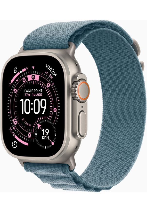 APPLE - Smartwatch Apple Watch Ultra 3 GPS + Cellular 49mm Natural Titanium / Alpine Loop M Niebieski (MEWM4QP/A). Rodzaj zegarka: smartwatch. Kolor: niebieski