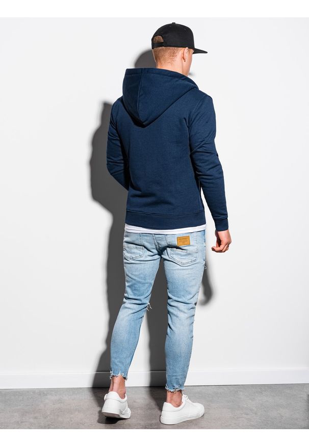 Ombre Clothing - Bluza męska rozpinana z kapturem B1223 - granatowa - XXL. Typ kołnierza: kaptur. Kolor: niebieski. Materiał: bawełna, poliester