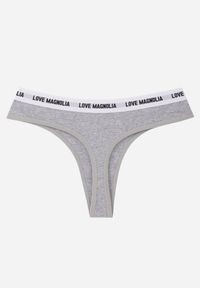 Born2be - Szare Majtki Typu Stringi z Bawełną i Napisami Veza. Kolor: szary. Materiał: bawełna. Wzór: napisy #2