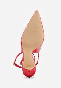 Renee - Czerwone Sandały Lakierowane Vices na Szpilce Typu Slingback Dolenita. Okazja: na co dzień, na spacer. Zapięcie: sprzączka. Kolor: czerwony. Materiał: lakier. Sezon: lato. Obcas: na szpilce. Styl: klasyczny, casual #8
