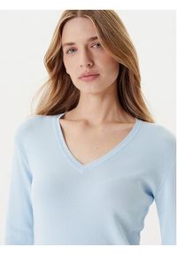 United Colors of Benetton - United Colors Of Benetton Sweter 1091D4625 Błękitny Slim Fit. Kolor: niebieski. Materiał: bawełna