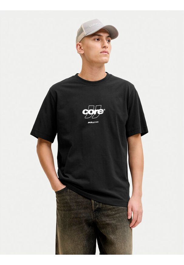 Jack & Jones T-Shirt Club 12289868 Czarny Relaxed Fit. Kolor: czarny. Materiał: bawełna
