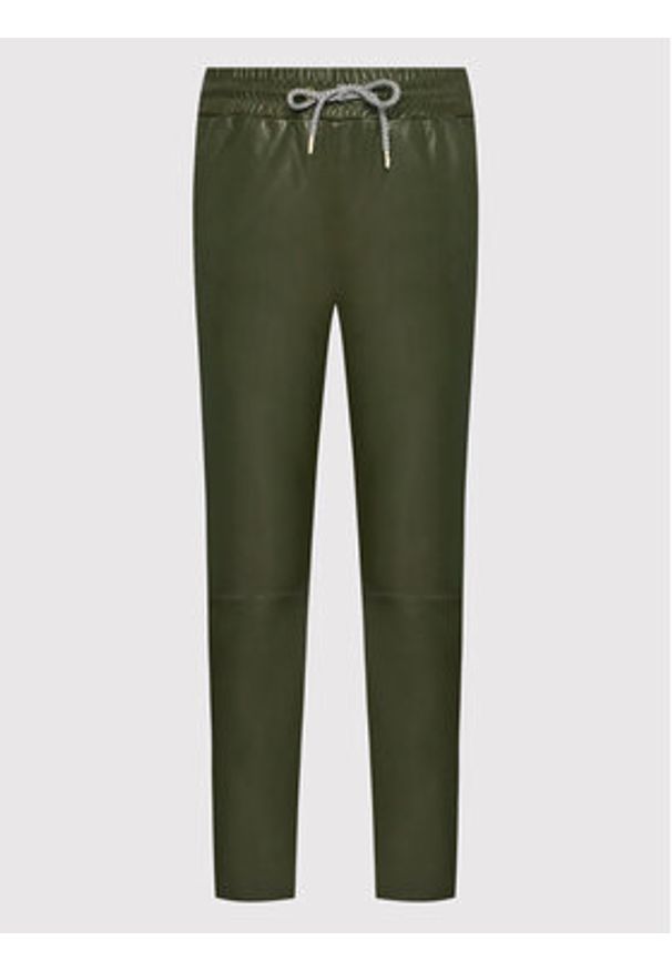 Notes du Nord - Notes Du Nord Spodnie skórzane Tazz 12504 Zielony Relaxed Fit. Kolor: zielony. Materiał: skóra
