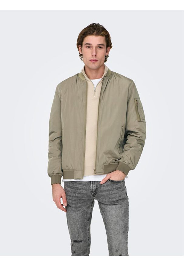 Only & Sons Kurtka bomber Joshua 22023287 Beżowy Regular Fit. Kolor: beżowy. Materiał: syntetyk