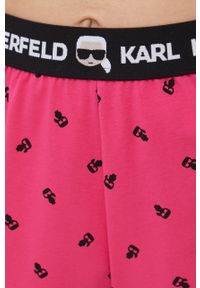 Karl Lagerfeld piżama damska kolor różowy. Kolor: różowy. Materiał: materiał, dzianina. Długość: krótkie. Wzór: aplikacja