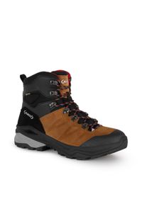 Buty sportowe trekkingowe męskie Aku Adapta Gore-tex wygodne. Kolor: wielokolorowy, czarny, brązowy. Materiał: materiał, skóra. Szerokość cholewki: normalna. Technologia: Gore-Tex