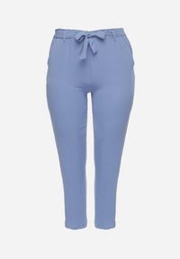 Born2be - Niebieskie Spodnie Regular Wiązane w Pasie w stylu Paperbag Tamburia. Kolor: niebieski. Materiał: tkanina. Sezon: lato #7