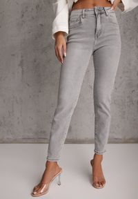Renee - Szare Jeansy o Kroju Regular z Bawełnianego Denimu Timasta. Okazja: na co dzień. Kolor: szary. Styl: casual, klasyczny #8
