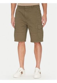 Guess Jeans Szorty materiałowe M5GD45 WGCV1 Khaki Regular Fit. Kolor: brązowy. Materiał: bawełna