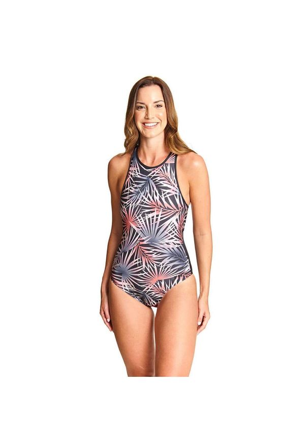 ZOGGS - Zoggs Sunset Palms Crossback Swimsuit – Rozmiar 32. Kolor: czarny. Wzór: nadruk