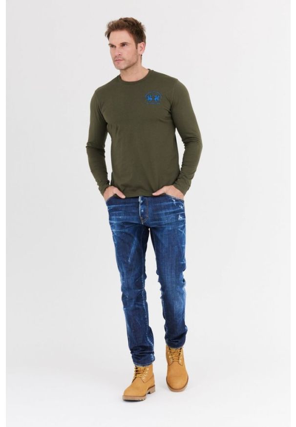 La Martina - LA MARTINA Zielony longsleeve męski z bawełny. Kolor: zielony. Materiał: bawełna. Długość rękawa: długi rękaw
