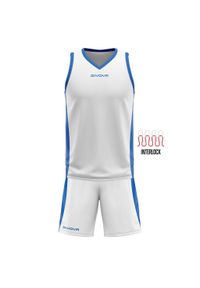 Zestaw Givova Power Interlock 3XS, bez rękawów, dekolt V. Kolor: niebieski, biały, wielokolorowy. Długość rękawa: bez rękawów. Sport: koszykówka