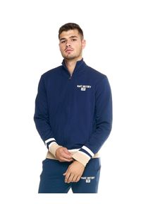 LEONE 1947 APPAREL - Męski dres Leone z zamkiem błyskawicznym w stylu retro. Kolor: niebieski. Materiał: dresówka. Sport: fitness